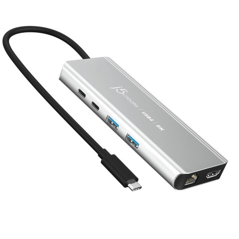 Stacja dokująca j5create USB4 8K Multi-Port Hub 1x8K HDMI/2xUSB3.2/2xUSB-C/RJ45 2.5G srebrna JCD403-N J5 Create