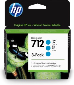 HP Zestaw 3 błękitnych wkładów atramentowych 712 DesignJet 29 ml Hewlett-Packard