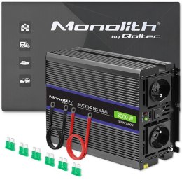 Qoltec Przetwornica napięcia Monolith 3000 MS Wave | 12V na 230V | 1500/3000W | USB Qoltec