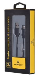 Kabel GEMBIRD CC-USB2-AMLM-2M (USB 2.0 M - Lightning M; 2m; kolor czarny) GEMBIRD