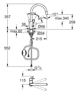 Bateria GROHE BauFlow 30549000 chrom Grohe