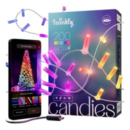 Twinkly Candies - 200 Lampki w kształcie świeczki RGB LEDs, przezroczysty przewód, USB-C Twinkly