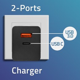 QOLTEC ŁADOWARKA GAN POWER PRO | 1XUSB-C | 1XUSB | 100W | 5-20V | 1.5-5A | PD | CZARNA Qoltec