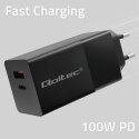 QOLTEC ŁADOWARKA GAN POWER PRO | 1XUSB-C | 1XUSB | 100W | 5-20V | 1.5-5A | PD | CZARNA Qoltec