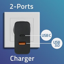 QOLTEC ŁADOWARKA SUPER QUICK PD | 1XUSB-C | 1XUSB | 65W | 5-20V | 1.5-3.25A | CZARNA Qoltec