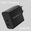 QOLTEC ŁADOWARKA SUPER QUICK PD | 1XUSB-C | 1XUSB | 65W | 5-20V | 1.5-3.25A | CZARNA Qoltec