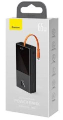 BASEUS POWERBANK ELF 20000MAH, PD, 2XUSB, USB-C + KABEL USB-C 65W (CZARNY) Baseus