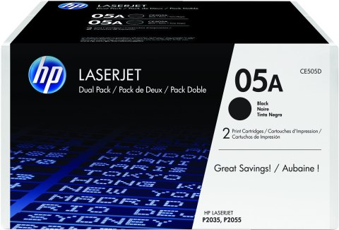 HP Zestaw dwóch oryginalnych wkładów z czarnym tonerem 05A LaserJet Hewlett-Packard