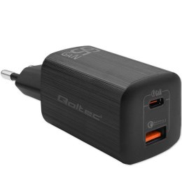 QOLTEC ŁADOWARKA SIECIOWA 65W GAN ULTRA | 5-20V | 2.25-3.25A | 1 X USB TYP C PD | 1 X USB QC 3.0 | CZARNA Qoltec