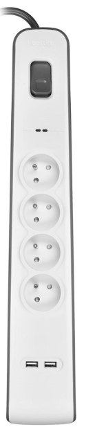 Listwa zasilająca Belkin Power Surge 4-PORT + 2xUSB-A 2.4A 525J 2m Grey/White Belkin