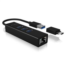 Hub IcyBox 4-portowy IB-HUB1419-LAN Hub USB 3.0 i adapter LAN RAIDSONIC